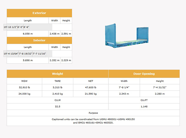 20' Full Height Open Top Container
